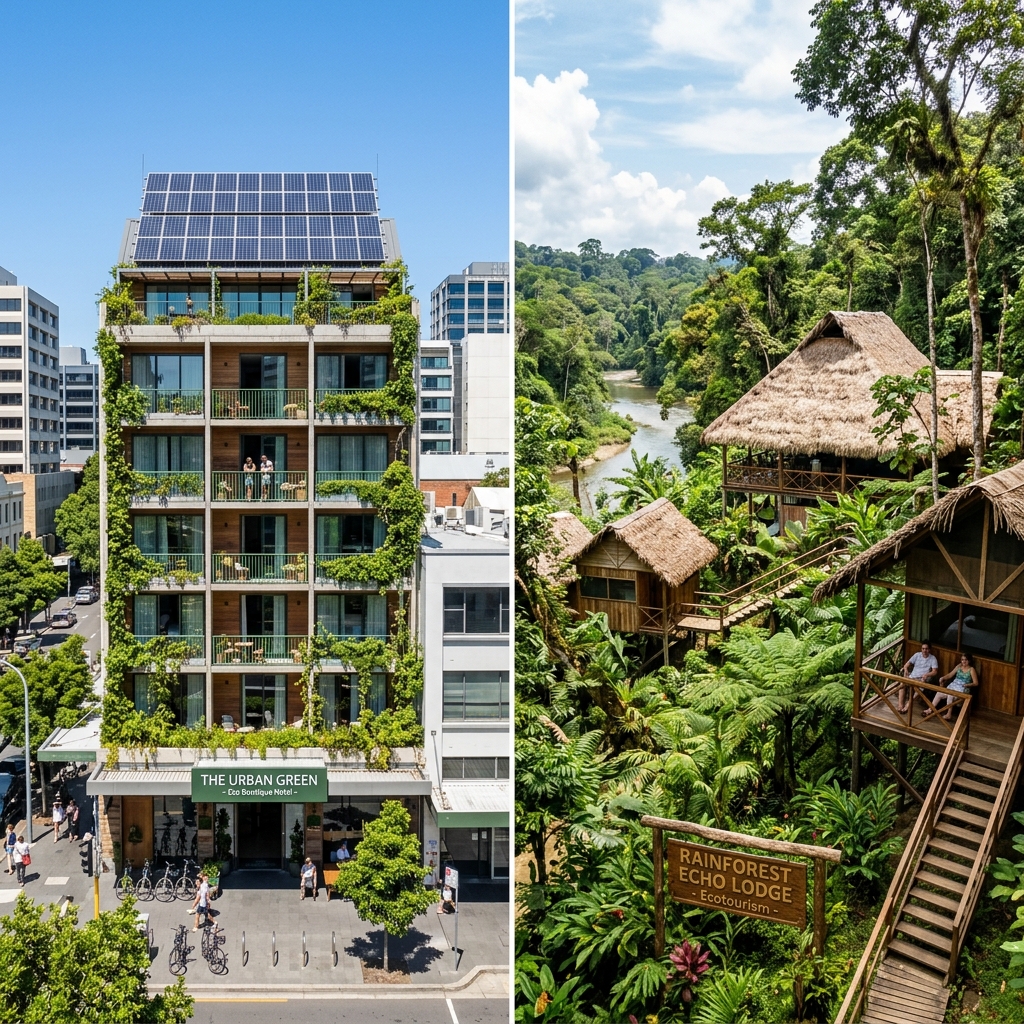 How Are Sustainable Tourism and Ecotourism Similar? Key Comparisons 1 Urban sustainable hotel vs nature based ecotourism lodge